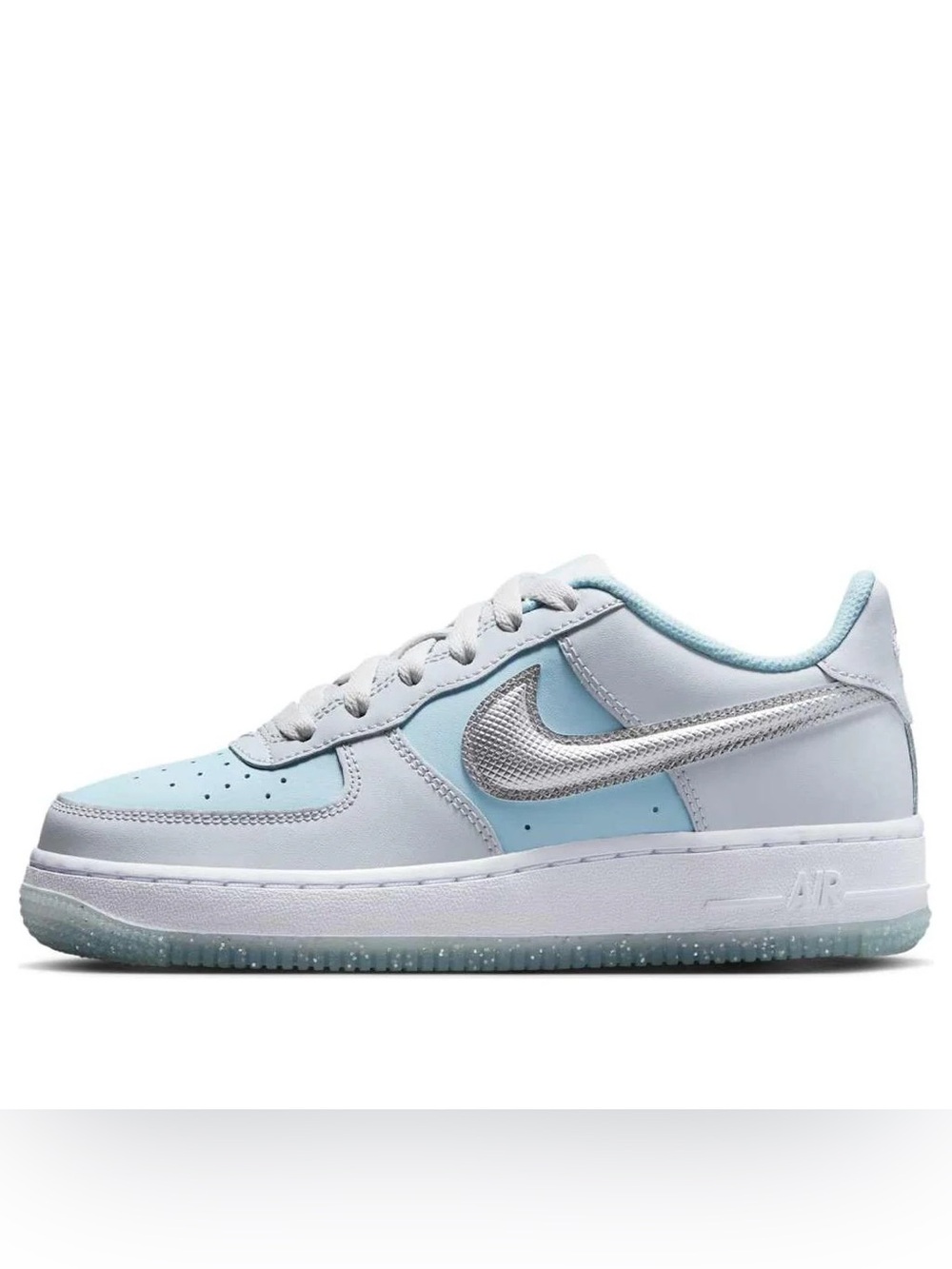 W8/Y6.5 Nike Air Force 1 Low in Pure Platinum/Metallic Silver